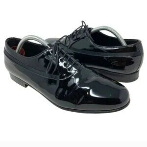 Mezlan Tuxedo Spanish Black Patent Leather Lace Up Shoes - Size 7.5